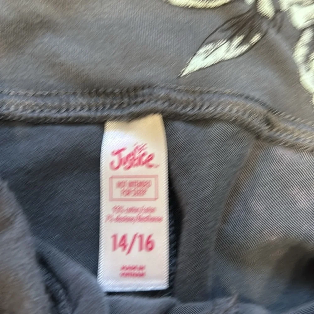 Justice flower floral pants leggings gray size 14